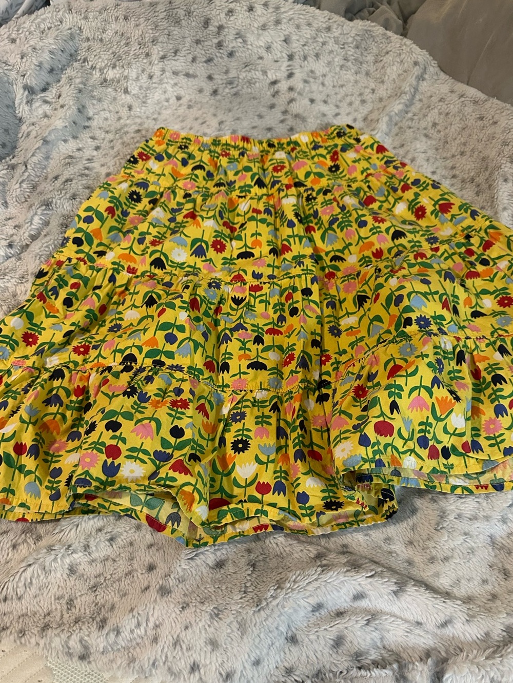 Hanna Andersson Yellow Floral Tiered Skirt with Multicolor Blooms